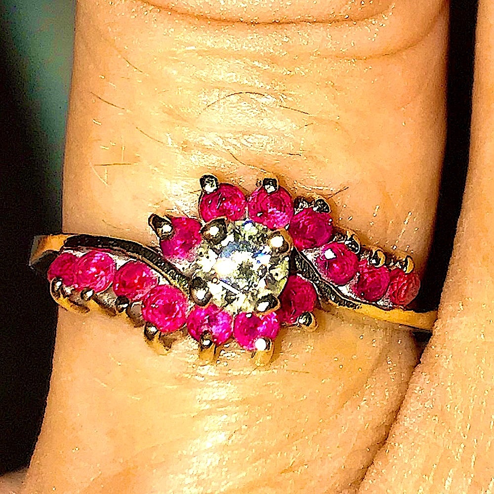 14kt yellow gold Ruby &1/4 Ct Diamond Ring - Picture 3 of 9